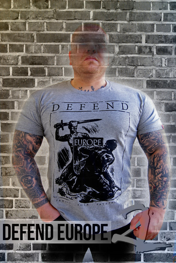 T-Shirt BL - Defend Europe - grau meliert